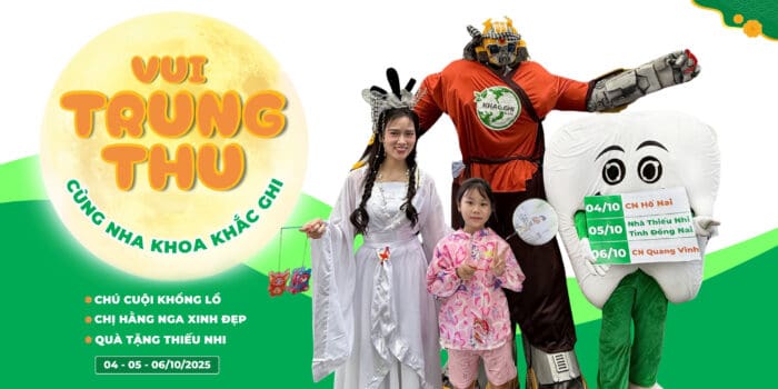 Trung thu rộn ràng tại Nha khoa Khắc Ghi với Chú Cuội, Chị Hằng và mascot Răng Xinh.