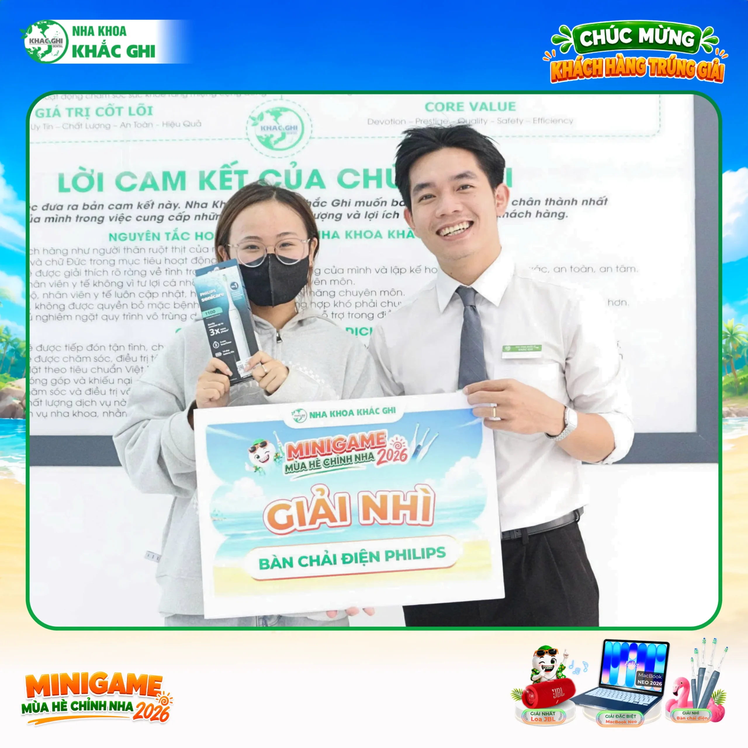 Nha Khoa Khắc Ghi Công Bố Kết Quả Và Trao Giải Mini Game Mùa Hè Chỉnh Nha 2026 33 Khách hàng trúng thưởng Minigame Mùa Hè Chỉnh Nha