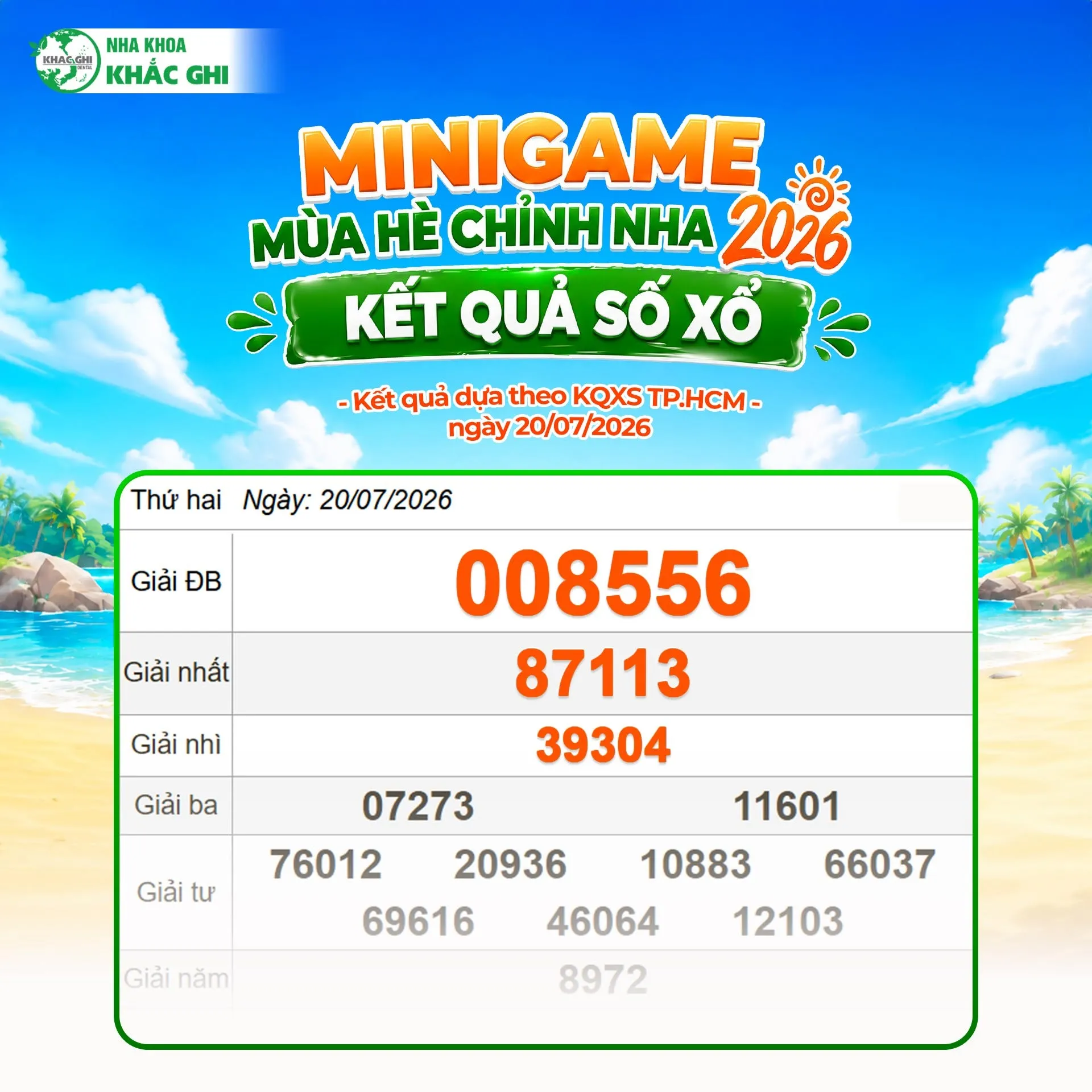 Nha Khoa Khắc Ghi Công Bố Kết Quả Và Trao Giải Mini Game Mùa Hè Chỉnh Nha 2026 24 Kết quả số xố TPHCM